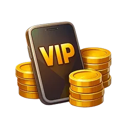 Ringospin app: smartphone met VIP-scherm en munten
